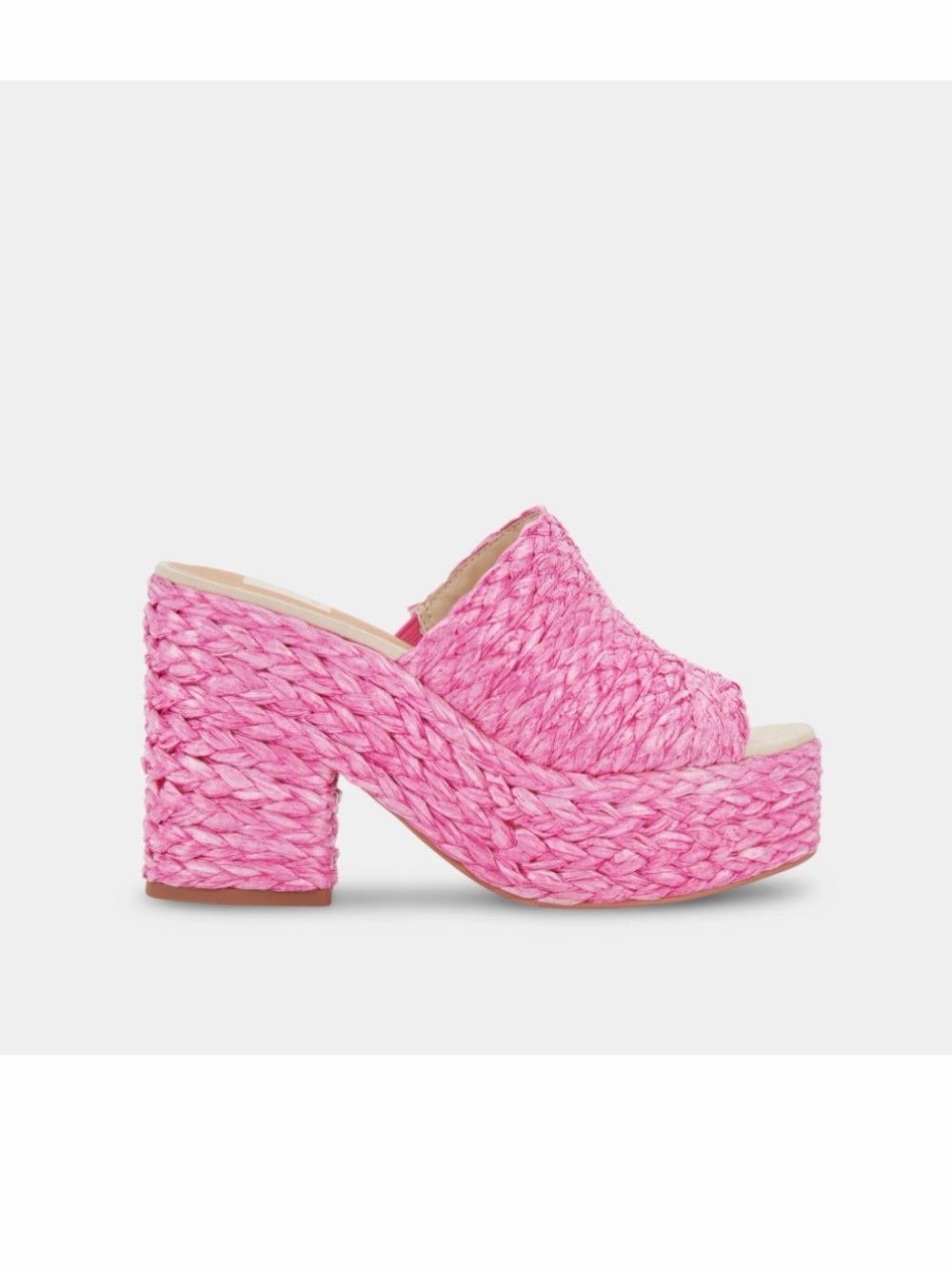 Elon’s Dolce Vita Pink Woven Platform Mule in Orchid Raffia